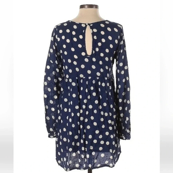 Roxy | Sun Empire Dress Navy & White Polka Dot Coastal Beach Size M Medium - Picture 3 of 5